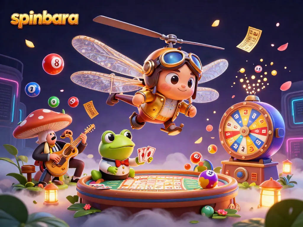 Engage with spinbara’s thrilling lottery scene featuring dynamic game elements and colorful characters.